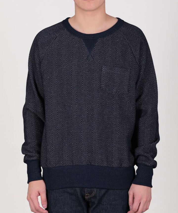 JBKN1004 Sweatershirts Herringbone Tweed Denim,, medium