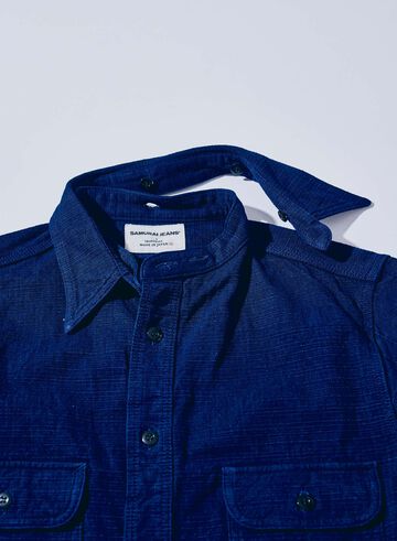 SSS25-YRC Natural Indigo &times; Pure Indigo &ndash; Bible Series Detachable Collar Shirt,, small image number 2