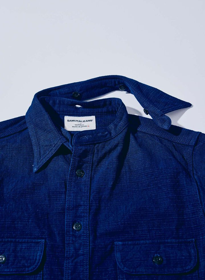 SSS25-YRC Natural Indigo &times; Pure Indigo &ndash; Bible Series Detachable Collar Shirt,, medium image number 2