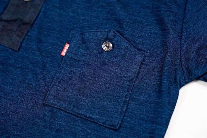 GZ-IDTH-25 Indigo Henry Neck T-shirt,INDIGO, medium image number 5